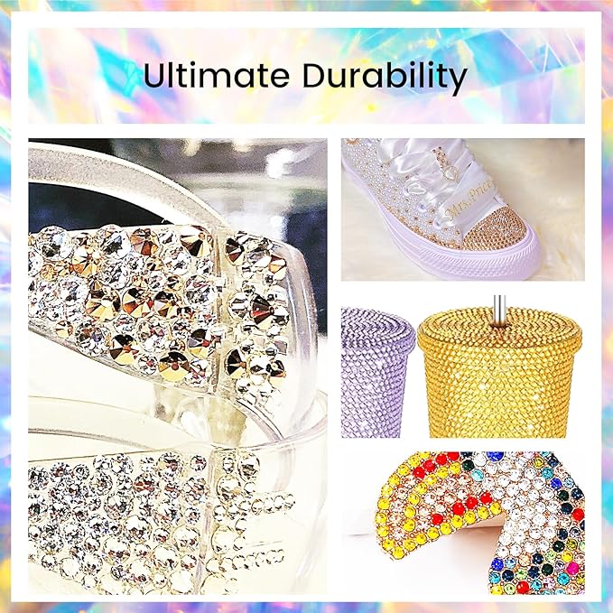 Novani Rhinestones 3000Pcs Flatback Crystal Round Loose Gemstones Glass Rhinestones for Crafts Makeup Nail Art Clothes Shoes DIY Decorations(SS10, 2.7-2.9mm,Gold Yellow)