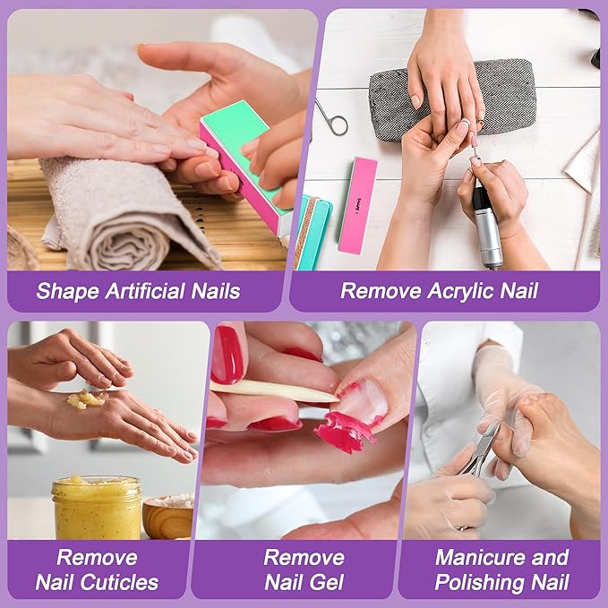 10 PCS Nail Buffing Block, 4 Way Nail Buffer Block Nail File Block -Shape & Smooth & Buff & Polish Professional Nail Files and Buffers 120/240/600/3000 Grit for Natural/Acrylic Nails Buffing Shinning