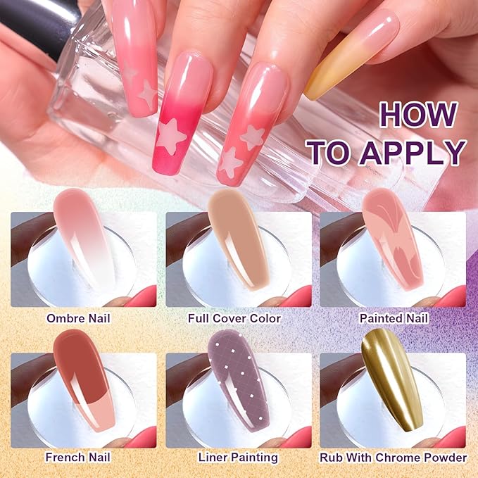 Gradient Painting Gel, 9 Colors Ombre Gel Nail Polish for Pigment Pat Nails Aura Nails French Manicure Soak Off UV Long-lasting Home Salon DIY Nail Art Monet’s Garden