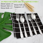 20-Piece Silverware Set, Flatware Cutlery Silverware Set Service - Image 3
