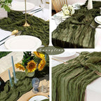 12 Pieces 10FT Olive Green Cheesecloth Table Runner Boho Gauze Fabric Runner - Image 6