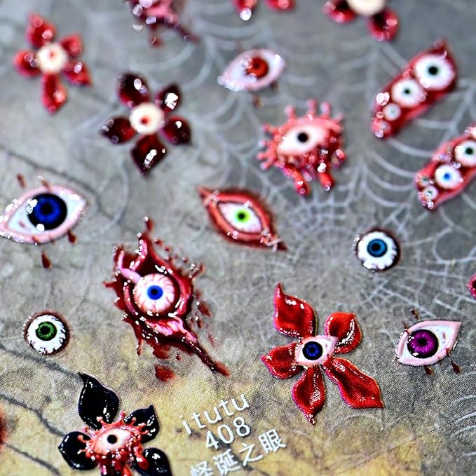 2pcs Halloween Nail Stickers for Art Gothic Punk Nail Stickers
