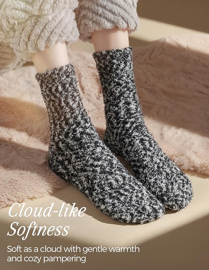 TEHOOK Warm & Cozy Gifts for Women, Stocking Stuufers, Fluffy Fuzzy Plush Sleeping Slipper Socks - Soft Warm Fabric