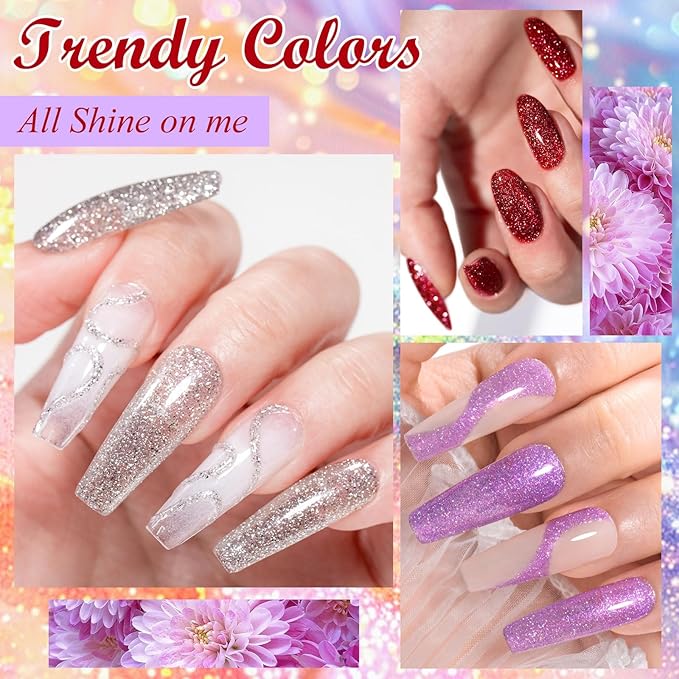 MEET ACROSS 12PCS Gel Nail Polish Set, 12 Colors Gel Nail Kit Art Design Soak Off UV LED,Nail Art Design Gifts for Women (SET-9, 12PCS)