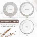 13" Round Placemats Set of 8, Reversible Faux Leather Heat Resistant Table Mats - Image 2