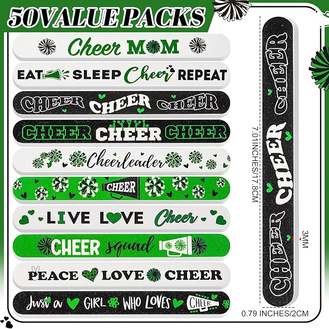 50 Pack Cheerleader Gifts Bulk for Team Funny Cheerleaders Nail Files Party Favors Cheer Gifts Cheerleading Favors for Women Girls Teammates
