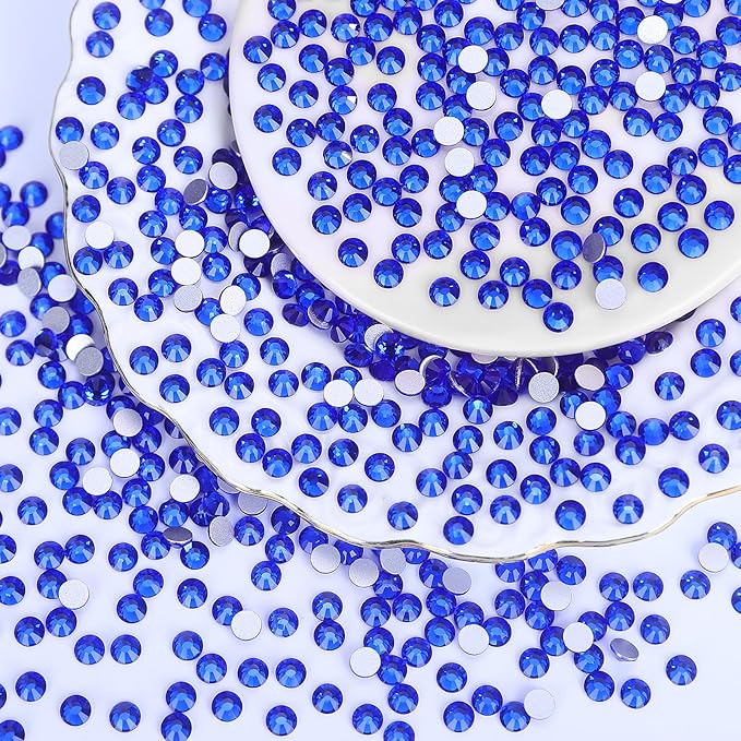 10000PCS Royal Blue Rhinestones Bulk, Flat Back Crystal Glass Stone Round Gems,SS16, 3.8-4.0mm