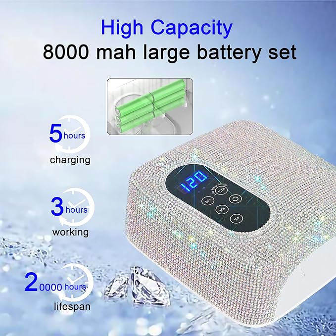 72W Cordless Led Nail Lamp, Rechargeable Nail Dryer, Portable Gel UV Led Nail Light with 4 Timer Setting Sensor, Professional Wireless Gel Nail Lights Nail Art Manicure Tools for Home and Salon