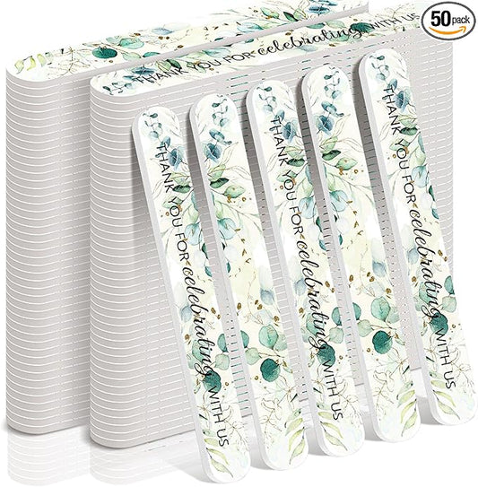 50 Pcs Wedding Bridal Shower Party Favors Bulk Nail Files Emery Boards for Guests Bridesmaid Bachelorette Party Favors Thank You for Celebrating with Us Game Prizes Gifts Bags Stuffers