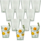 12 PCS Plastic Ribbed Drinking Glasses Green 10oz Vintage Ripple Stemless Wine by SHIQIKEJIPTY