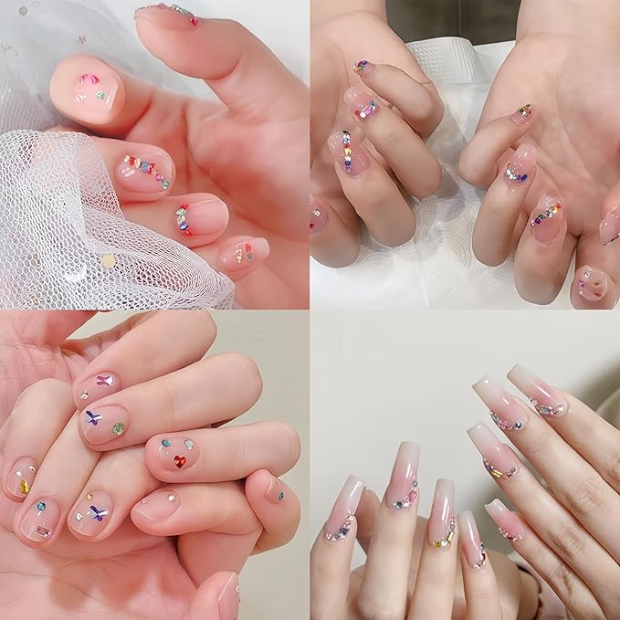 5000PCS Colorful Mini Rhinestones Nail Charms Multi Shape Crystal Flat Back Nail Gems 3D Kawaii Mini Moon Heart Star Flower Nail Diamonds Geometric Acrylic Nail Crafts for Women Girls Nail Supplies