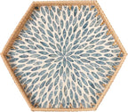 Hexagon Rattan Tray with Mother of Pearl Inlay, Rattan Serving Tray by Tynulox
