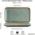 Unique Glazed Green Ceramic Tray, 10 Inch Rectangular Serving Platter | - Image 6