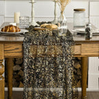 Artoid Mode Black Gold Gauze Table Runner 120 Inch 10FT, Glitter Metallic Foil - Image 2