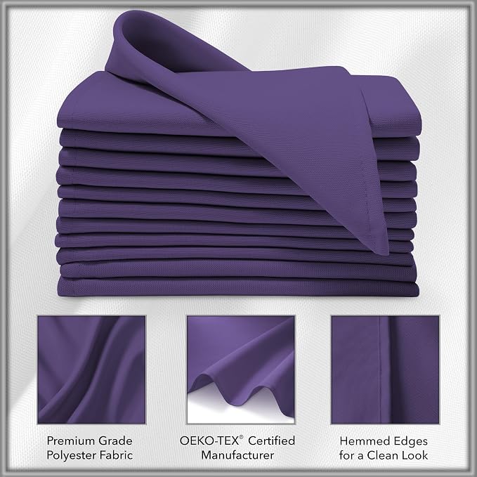 Lann's Linens Set of 12 Cloth Dinner Napkins, 20-inch Polyester Napkins - Image 3