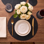 Set of 8 Round PU Leather Placemats, Waterproof Coffee Coasters, Kitchen Table - Image 2