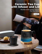 suyika Ceramic Tea Cup with Infuser and Lid, Gradient Embossed Large Tea Mug - Image 6