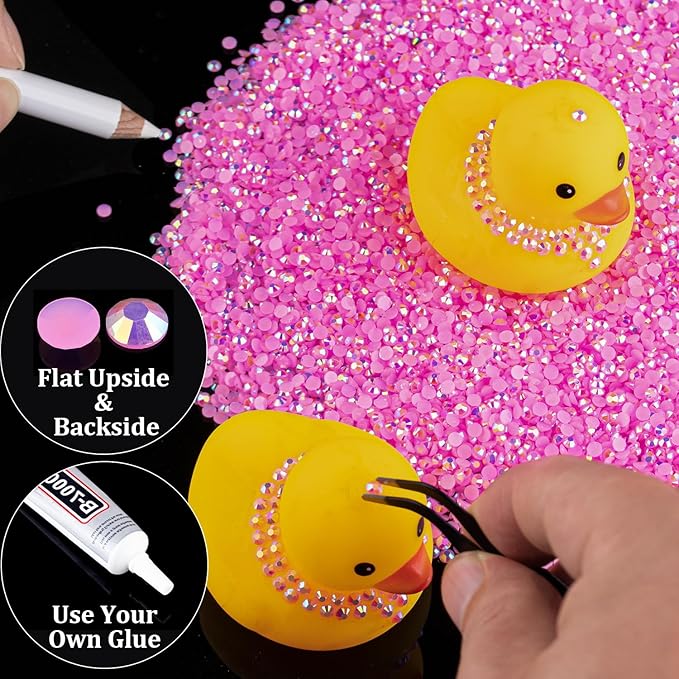 15000pcs 2mm Resin Rhinestones Bulk, Pink AB Flatback Round Jelly Rhinestones Bedazzling Non Hotfix Crystal Gems Large Quantity Wholesale for DIY Crafts Clothes Bottles Tumblers Face Makeup Manicure