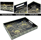 Serving Tray with Handles, 15.7 * 11.8 inches, Plastic Ottoman Tray with - Image 3