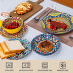 Plates and Bowls Set, Service for 4, 16 Pieces Ceramic Dinnerware Set, - Image 4