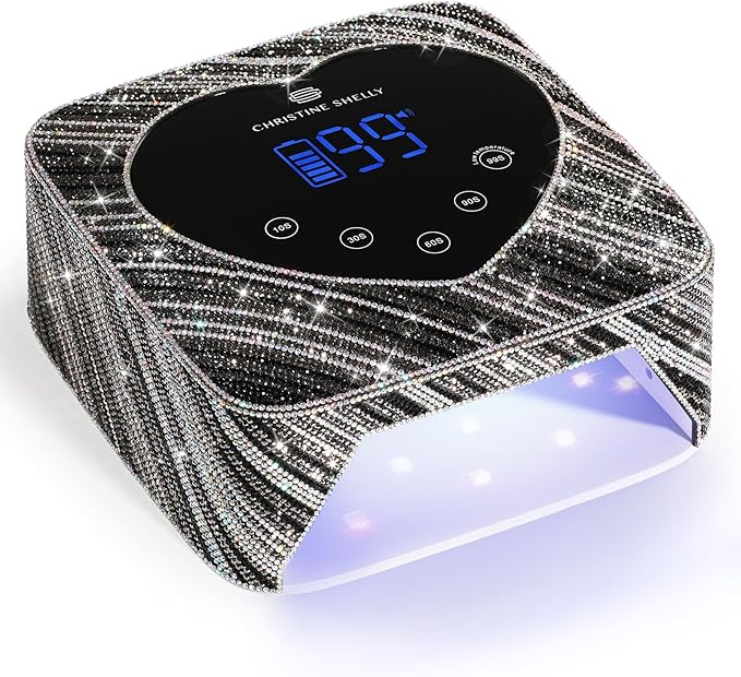 UV LED Nail Lamp 72W Rechargeable Sparkly Nail Dryer Gel Polish Light with 5 Timer Setting Professional Quick Dry Curing Lamp with Display Auto Sensor for Salon & Home