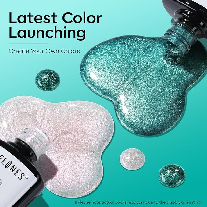 modelones Gel Nail Polish Set 2 PCS 15ML White Green Cat Eye Glitter Holographic Shimmer Nail Polish With Magnet Soak Off Led Manicure Art DIY Salon Gift For Women Girl