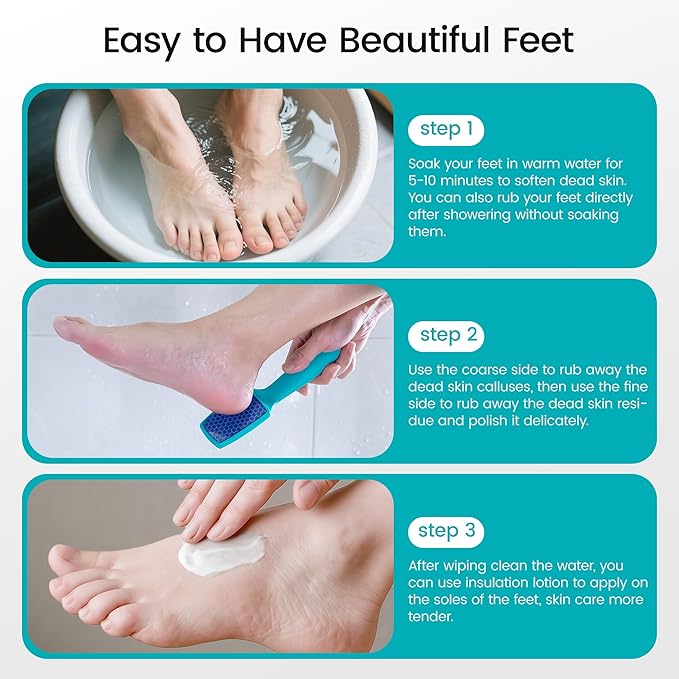 YTD likomey Hard Skin Remover Nano Glass Foot File,1 Pcs Super Durable Foot Scrubber,for Wet or Dry Feet Callus Dead Skin Pedicure Hygienic Remover Tool,Soft Smooth Feet-Peacock Blue