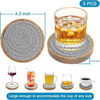 Eykao 5 Pack Coasters for Drinks Absorbent, 4.3 inches Cork Coasters for Coffee - Image 6