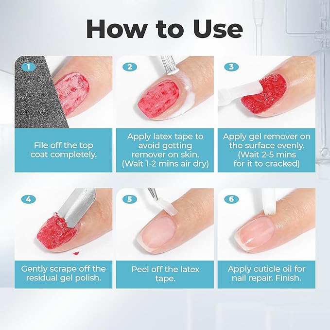 Gel Nail Polish Remover: 15ml Nail Polish Remover with Liquid Latex for Nails Peel off, Fast & Easy Remove Gel Polish in 2-5 Minutes, No Soaking or Wrapping, Cuticle Protectors