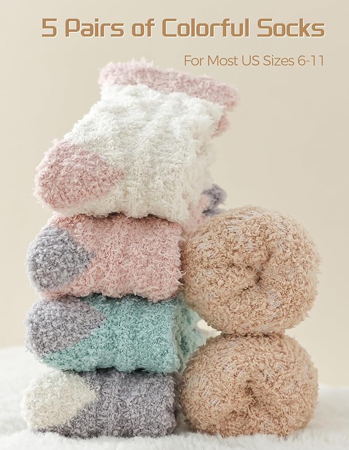 TEHOOK Warm & Cozy Gifts for Women, Stocking Stuufers, Fluffy Fuzzy Plush Sleeping Slipper Socks - Soft Warm Fabric