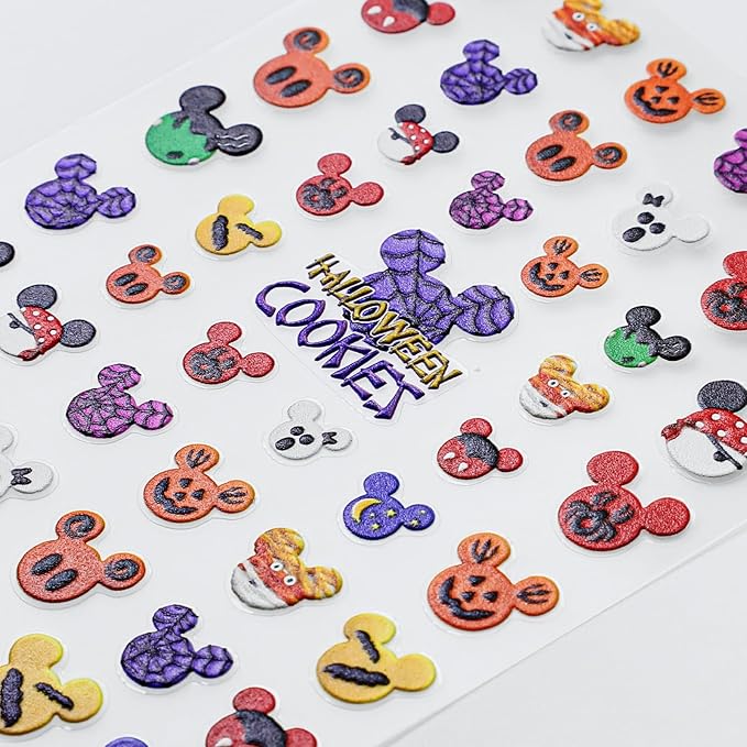 Halloween Nail Stickers for Nail Art - Halloween Cookies 5D Embossed Nail Decals Self-Adhesive Nails Supply Manicure Stickers for Nails Decoration