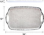 TP Melamine Serving Trays with Handles, Rustic White | Large Rectangular Trays - Image 4