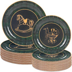 Whaline 48Pcs Baby Shower Paper Plates, Tartan Plaid, Rocking Horse, Gender by Whaline
