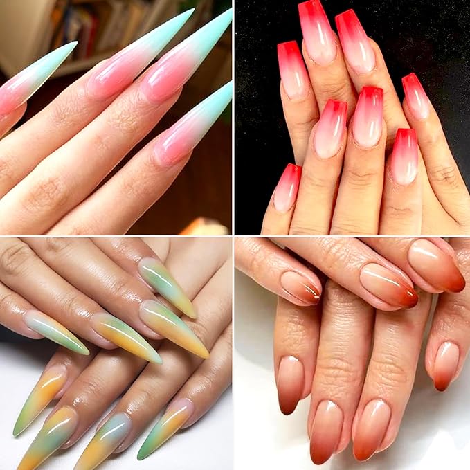 Nail Powder Pigment Palette - 9 Colors Ombre & Gradient Nail Art Design - Includes 5 Sponge Sticks & 1 Brush - DIY Manicure Kit for Beginners
