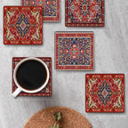 Geometric Coasters for Drinks, Ceramic Stone | Tribal Absorbent Square Table Mat - Image 4