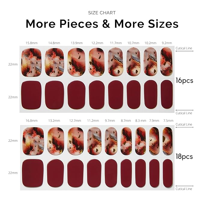 Semi Cured Gel Nail Strips - NAILOG 34 Pcs Gel Nail Stickers | Buy 2 Get 1 UV Light | Extra Long Nail Wraps with Glossy Gel Finishing Dark Brown, Secret Realm