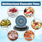 100PCS Boho Paper Plates 7Inch & 9Inch, Vintage Bohemian Disposable Dinnerware - Image 5