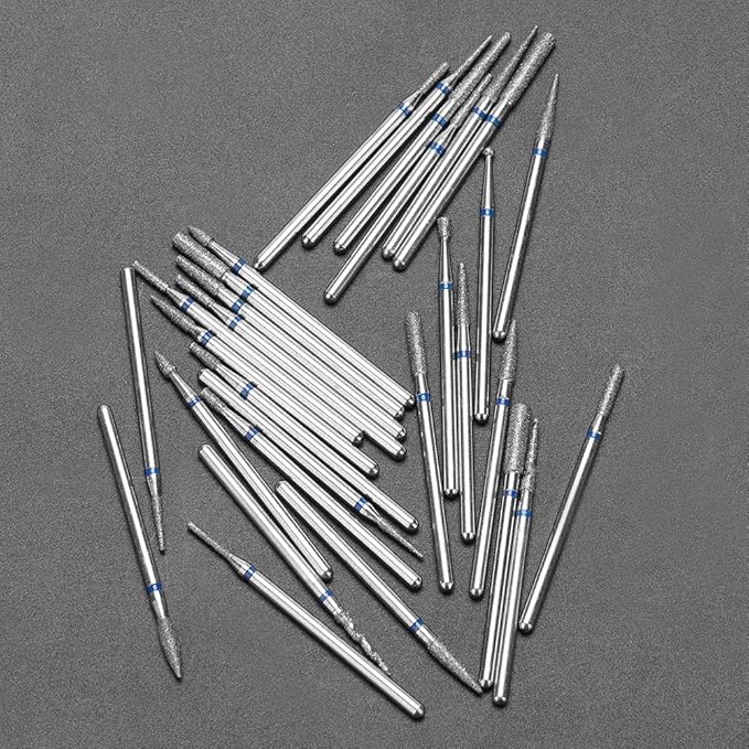 30Pcs 3/32“ Russian Manicure Drill Bits for Nails Kit,Metal Nail Drill Bits with Case for Most Electric Manicure Machines