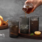 Moretoes 15oz Gray Hobnail Drinking Glasses Set of 6 | Vintage Highball Glass - Image 5