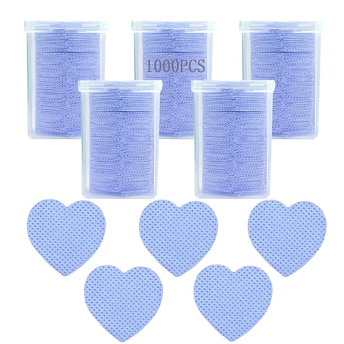 1000 PCS Lint Free Nail Wipes,Nail Polish Remover Wipes for Lash Extension Supplies,Lint-Free Lash Glue Wipes Pads Eyelash Extension Nails Wipes for Nail Polish Remover,Lash Glue Cleaning Pads, Blue