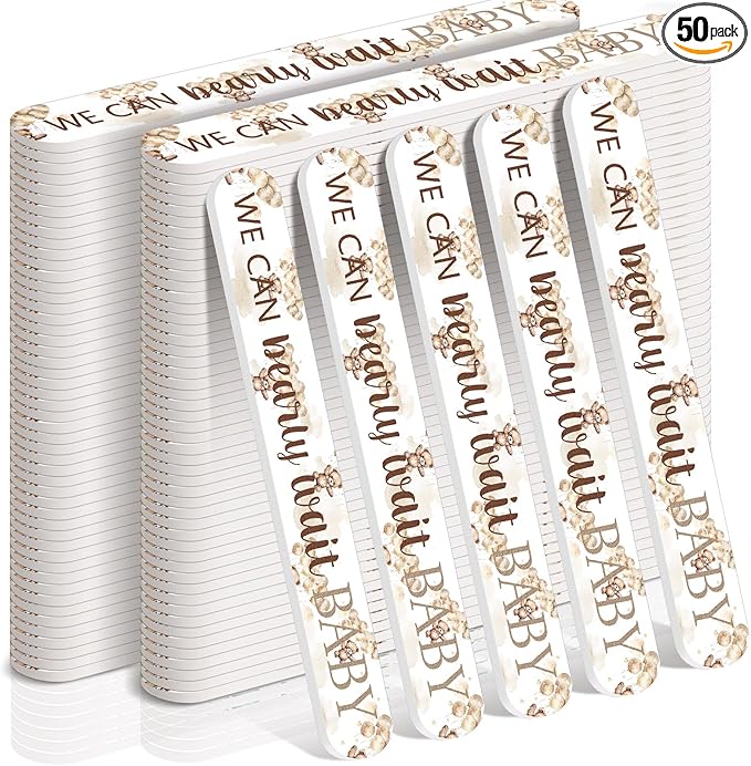 50 Pcs We Can Bearly Wait Baby Shower Party Favors Decorations Baby Shower Games Winners Prizes Gifts Bulk Bear Emery Board Nail Files for Adults Guests Gender Reveal Favors Gift Bags Stuffers