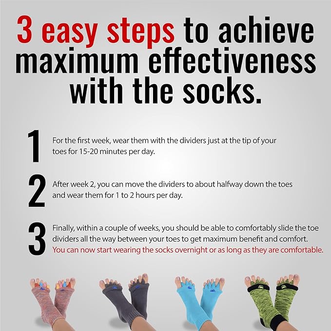 My Happy Feet Foot Alignment Socks with Toe Separators for Men or Women