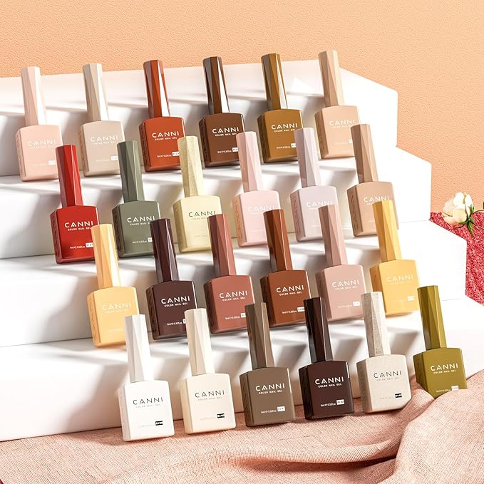 CANNI 30Pcs 9ML Hema-free Gel Nail Polish Set,Nude Brown Red Glitter Gold Gel Polish Kit Soak Off LED Nail Gel Polish Set Nail Art Starter Manicure Salon DIY at Home