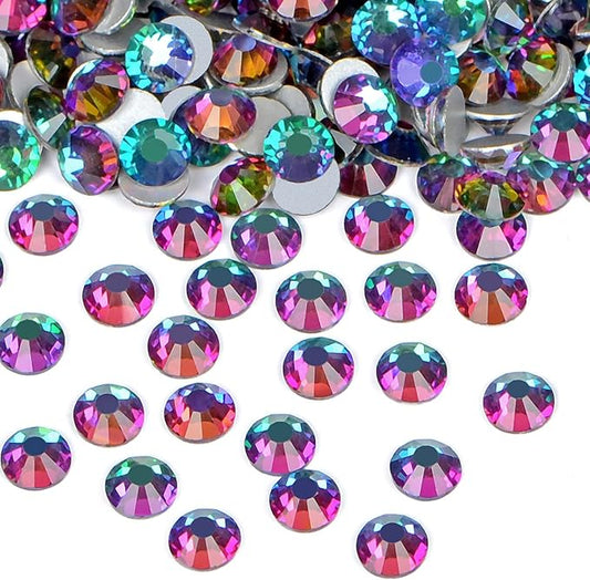 2880PCS Art Nail Rhinestones Non Hotfix Glue Fix Round Crystals Glass Flatback for DIY Jewelry Making with one Picking Pen (ss4 2880pcs, Green Volcanic)