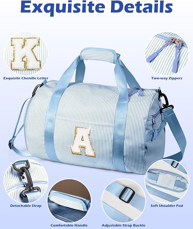 Birthday Gift for 13 14 15 16 Year Old Girl, Girls Travel Duffle Bag, Kids Initial Overnight Bags with Shoe Compartment, Customized Weekender Bag with Makeup Pouch, Trendy Stuff (Letter Q)