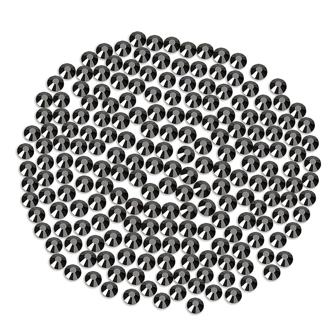 Novani Rhinestones Flatback Rhinestones Glass Gems Stones Jewels Round Gemstones Non-Hotfix Crystal for Crafts,SS16,1440 Pieces,Hematite Black