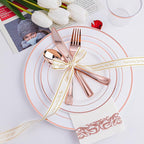 300PCS Rose Gold Plastic Silverware, Disposable Cutlery & Utensils | Heavy Duty - Image 6