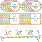 41Pcs We Appreciate You Decorations Rainbow Color Thank You Themed Tableware by Mainivo