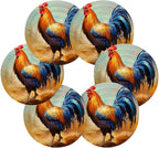YETTASBIN Rooster 6 Pcs Drink Coasters - Image 2