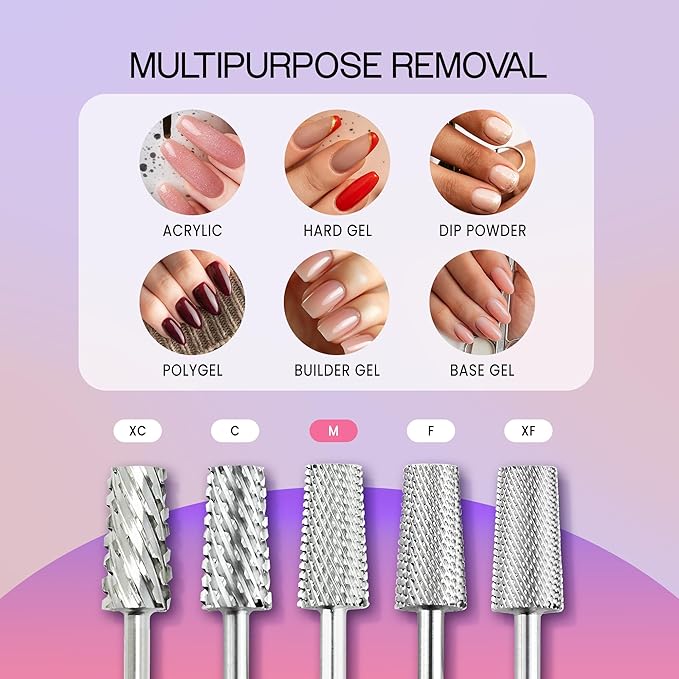 Premium Pana 3/32" Tapered Barrel Carbide Nail Bit -For Electric Dremel Drill Machine, Nail Art Design, Manicure, Pedicure, Nail File, Cuticle Clean etc. (Medium Grit- Silver)